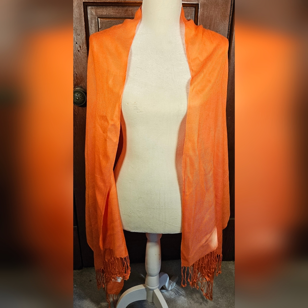 Pashmina 70% cashmere scarf shawl orange great for fall